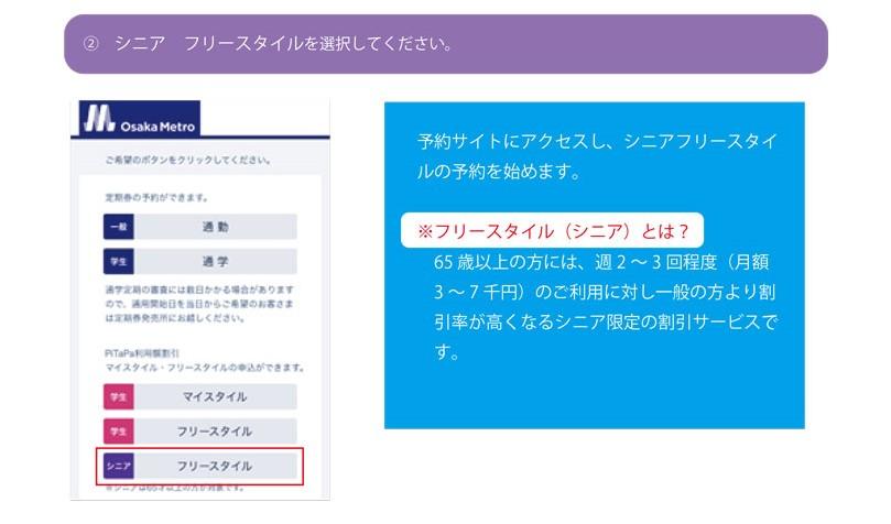 定期券 Pitapa Web 予約サービス Pitapa フリースタイル シニア の登録方法 Osaka Metro